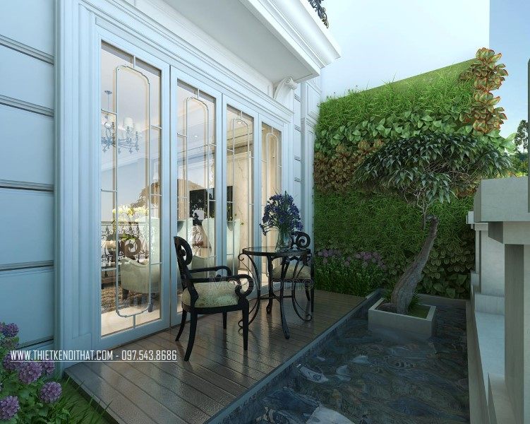 Thiết kế sảnh ngoài trời nhà liền kề khu đô thị Văn Quán